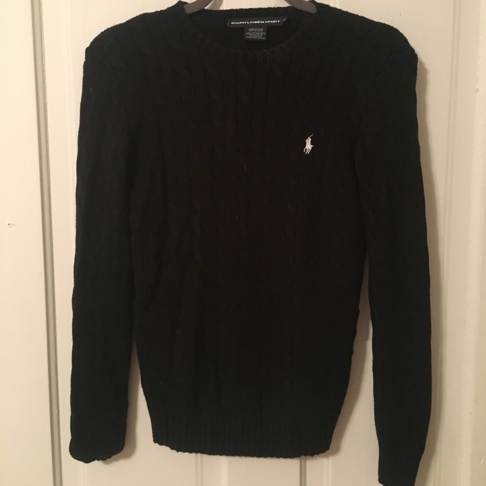 Ralph Lauren Small Black Cable Knit Crew Sweater